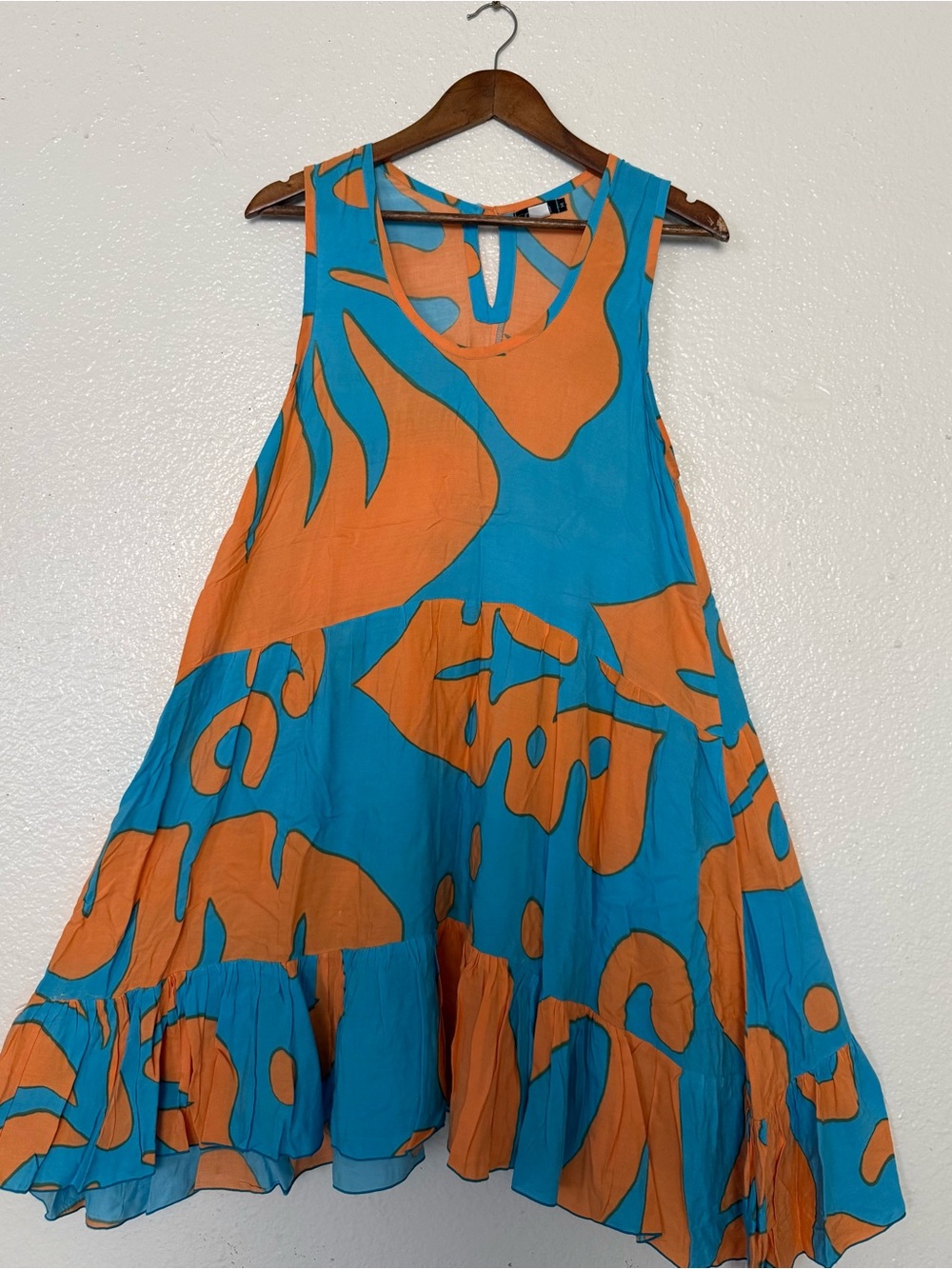 Diva Turquoise & Orange Abstract A-Line Sundress women’s size M